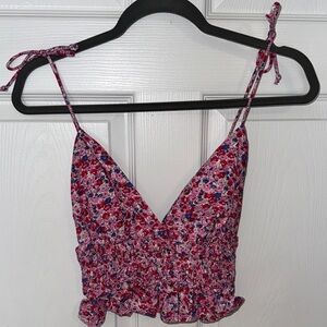 Floral Tie-Strap Crop Top